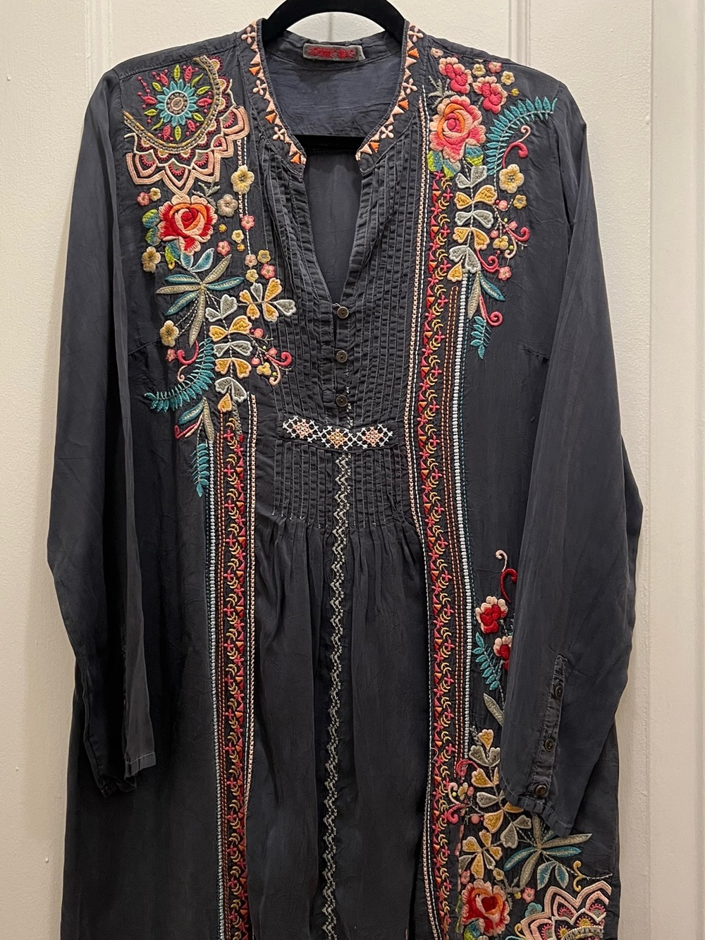 Johnny Was Black Embroidered Floral Tunic